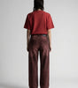 Cherry Script Wide Leg Baggy Jeans in Washed Red