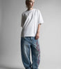 Inferno Tribal Embroidered Baggy Jeans in Washed Blue
