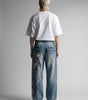 Inferno Tribal Embroidered Baggy Jeans in Washed Blue