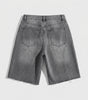 Lost Signal Rhinestone Baggy Denim Jorts in Grey Wash