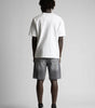 Lost Signal Rhinestone Baggy Denim Jorts in Grey Wash