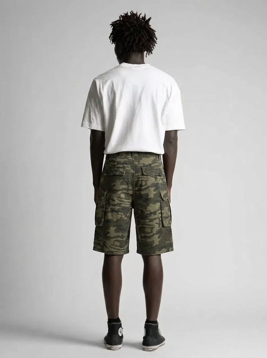 Urban Recon Camo Cargo Baggy Jorts in Army Green