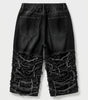 Riot Frayed Raw Edge Distressed Denim Shorts in Washed Black