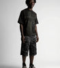 Riot Frayed Raw Edge Distressed Denim Shorts in Washed Black