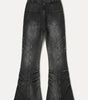 Riot Patchwork Flare Cargo Denim Jeans in Washed Black