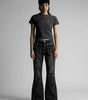 Riot Patchwork Flare Cargo Denim Jeans in Washed Black