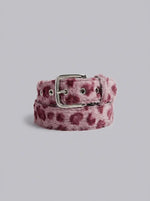 Fuzzy Cheetah Print Plush Belt in Pink