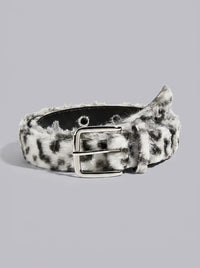 Fuzzy Cheetah Print Plush Belt in Pink