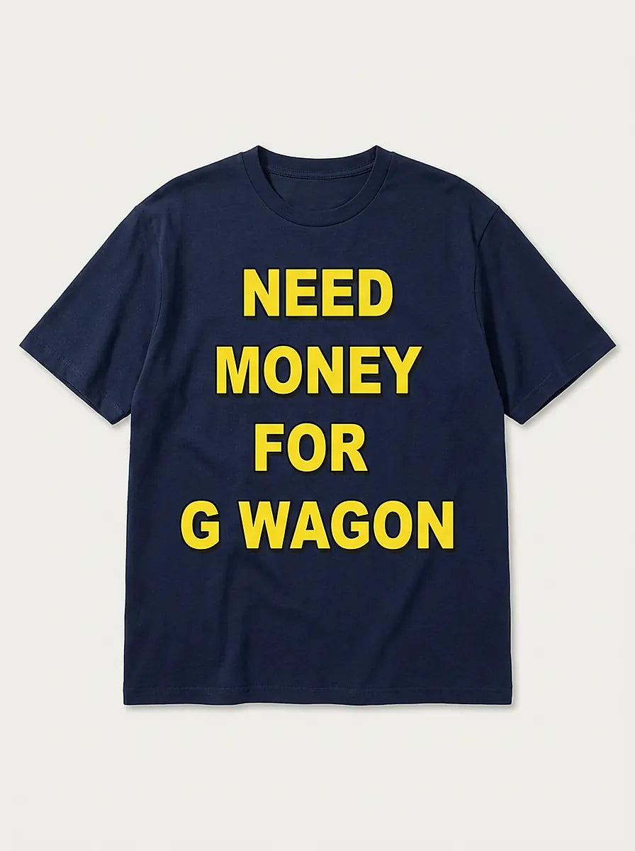 "Need Money For G Wagon" Oversized Graphic Tee in Navy