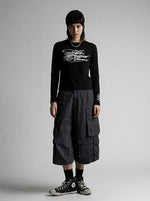 "Never Forget" Script Print Long Sleeve Tee in Black