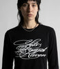 "Never Forget" Script Print Long Sleeve Tee in Black