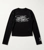 "Never Forget" Script Print Long Sleeve Tee in Black