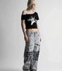 Gothic Rock Graphic Off-Shoulder Crop Tee in Black