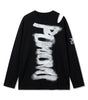 Grunge Abstract Back Print Long Sleeve Top in White & Black