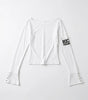 Grunge Abstract Back Print Long Sleeve Top in White & Black