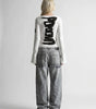 Grunge Abstract Back Print Long Sleeve Top in White & Black