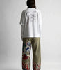 Riot Horror Graphic Embroidery Wide Leg Denim Jeans in Washed Grey