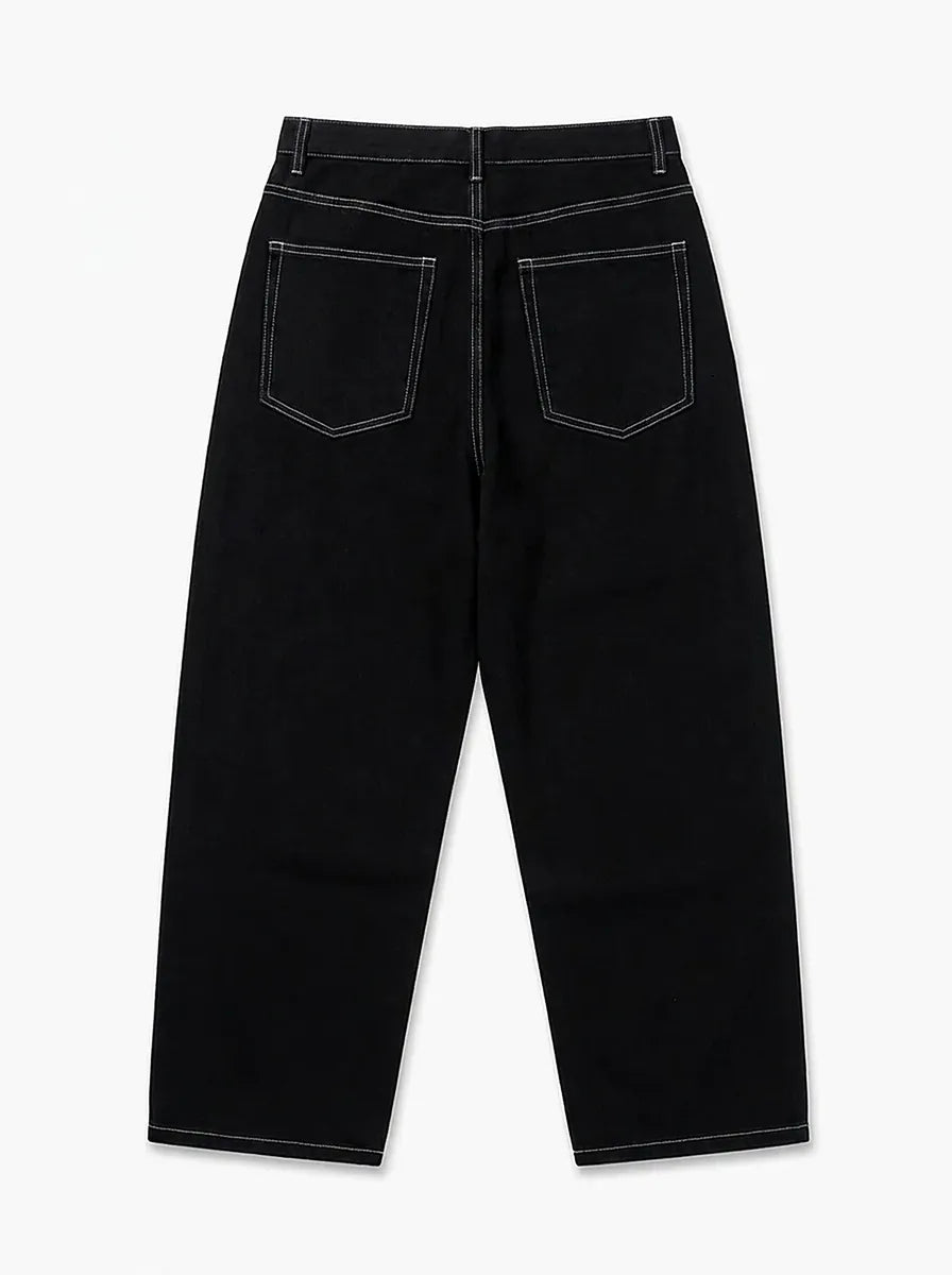 Riot Gold Number Graphic Oversized Denim Jeans in Black
