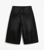 Harajuku Cartoon Patch Baggy Denim Jorts in Black