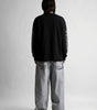 Dark Face Graphic Script Sleeve Long Sleeve Tee in Black