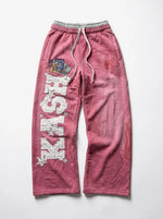 Riot "KASH" Star Print Wide Leg Sweatpants in Black