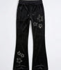Riot Rhinestone Star Velvet Flare Trousers in Black