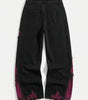 Riot Butterfly Graphic Baggy Denim Jeans in Washed Black