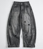 Riot Vintage Cargo Wide Leg Denim Jeans in Dark Grey