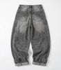 Riot Vintage Cargo Wide Leg Denim Jeans in Dark Grey
