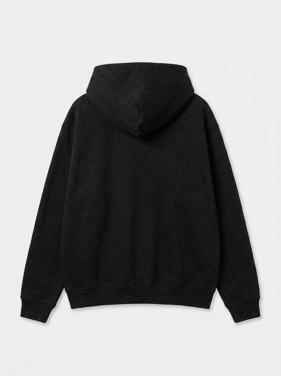 Riot Dark Graphic Zip-Up Oversized Hoodie in Black