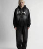 Riot Dark Graphic Zip-Up Oversized Hoodie in Black