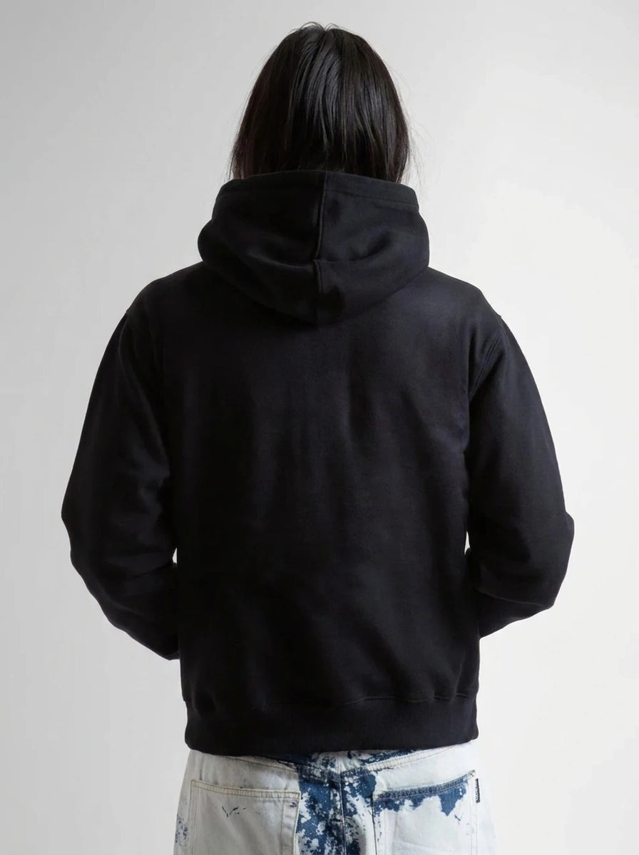 Riot Dark Graphic Zip-Up Oversized Hoodie in Black