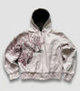 Cherry Blossom Zip-Up Oversized Hoodie in Cream