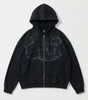 Riot Washed Gothic Graphic Zip-Up Hoodie in Black