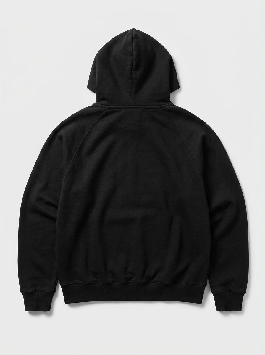 Riot Washed Gothic Graphic Zip-Up Hoodie in Black