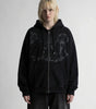 Riot Washed Gothic Graphic Zip-Up Hoodie in Black