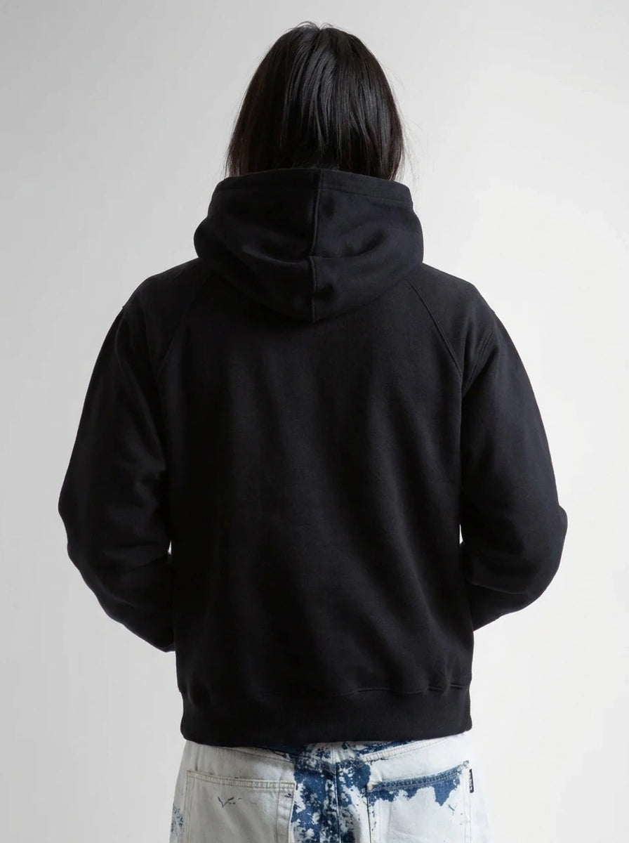 Riot Washed Gothic Graphic Zip-Up Hoodie in Black