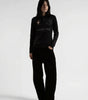 Retro Heraldic Embroidery Long Sleeve Polo Shirt in Black