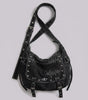 Riot Washed Denim Stud Crossbody Tote Bag in Black