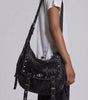 Riot Washed Denim Stud Crossbody Tote Bag in Black