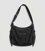 Riot Washed Denim Stud Crossbody Tote Bag in Black