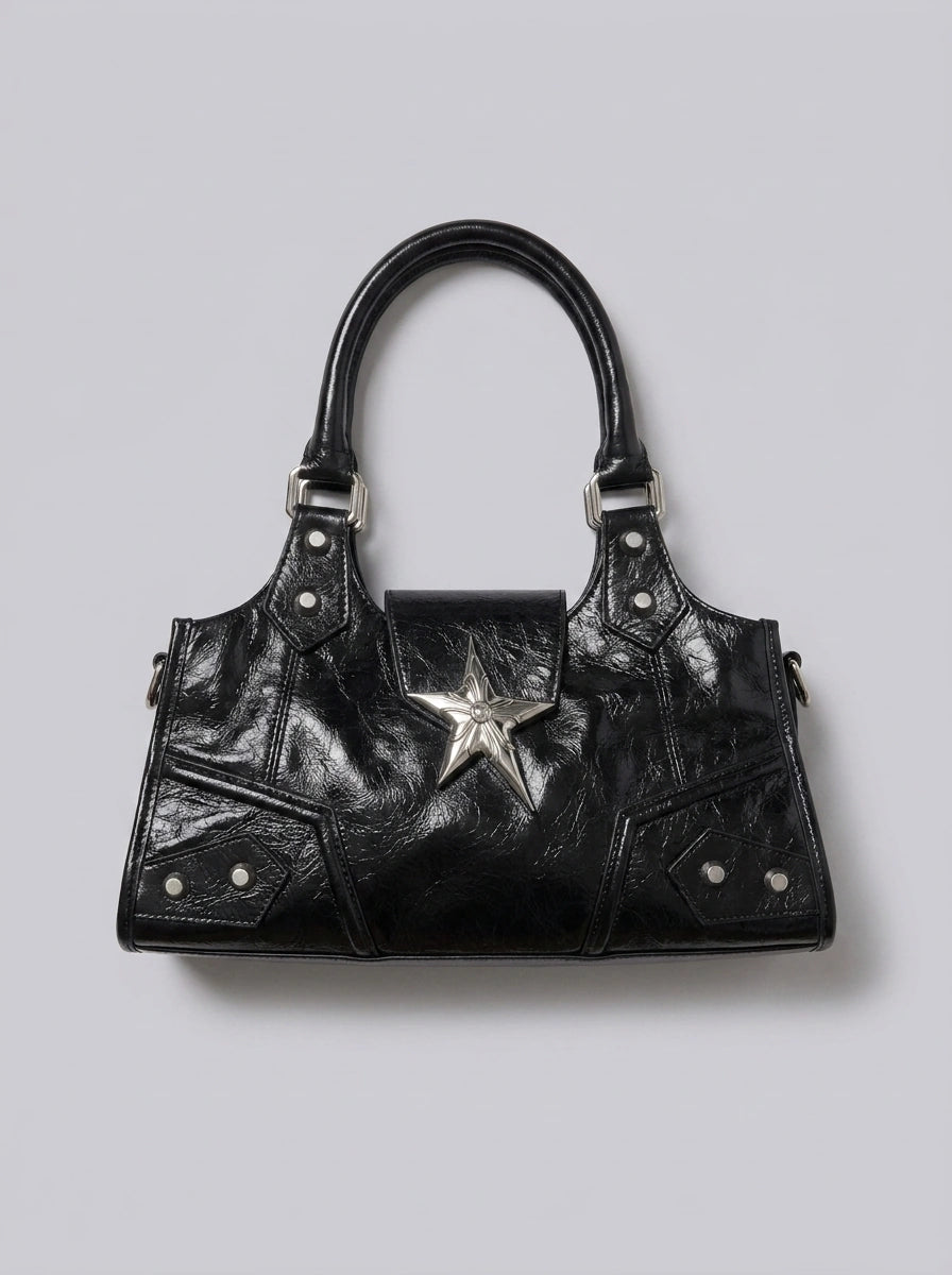 Riot Gothic Star Studded Mini Shoulder Bag in Black