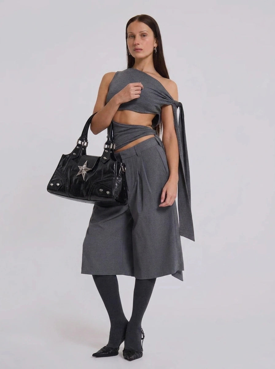 Riot Gothic Star Studded Mini Shoulder Bag in Black