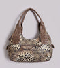 Leopard Print Multi-Pocket Hobo Shoulder Bag in Beige
