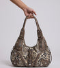 Leopard Print Multi-Pocket Hobo Shoulder Bag in Beige