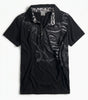 Riot Gothic Scroll Print Crop Polo Tee in Black