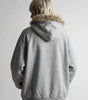 Riot Cross Rosary Print Faux Fur Hood Zip-Up Jacket