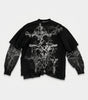 Riot Skull Cross Baroque Oversized Long Sleeve Tee