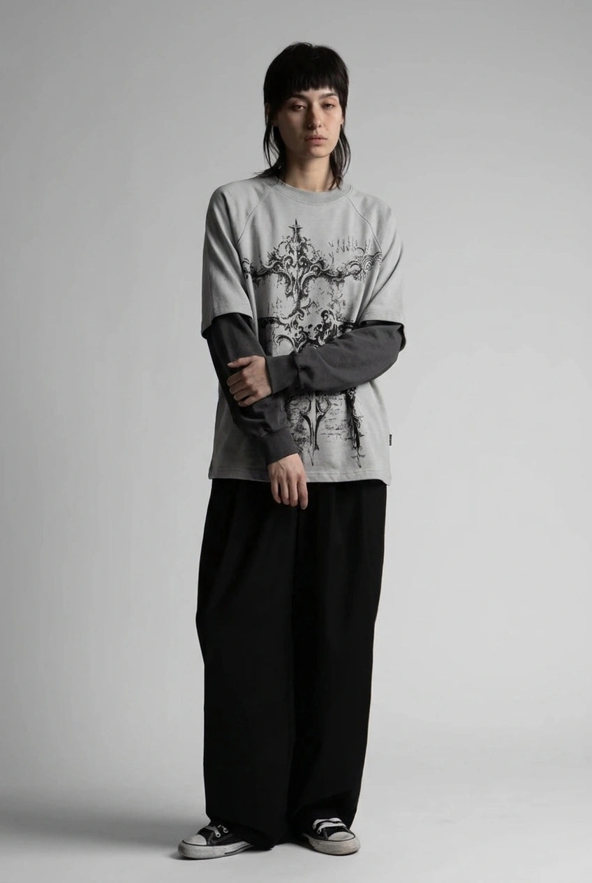 Riot Skull Cross Baroque Oversized Long Sleeve Tee