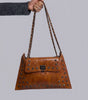 Y2K Shoulder Bag Rivet Turn-Lock Design Chain Strap Brown Streetwear — Vintage Rivet Turn-Lock